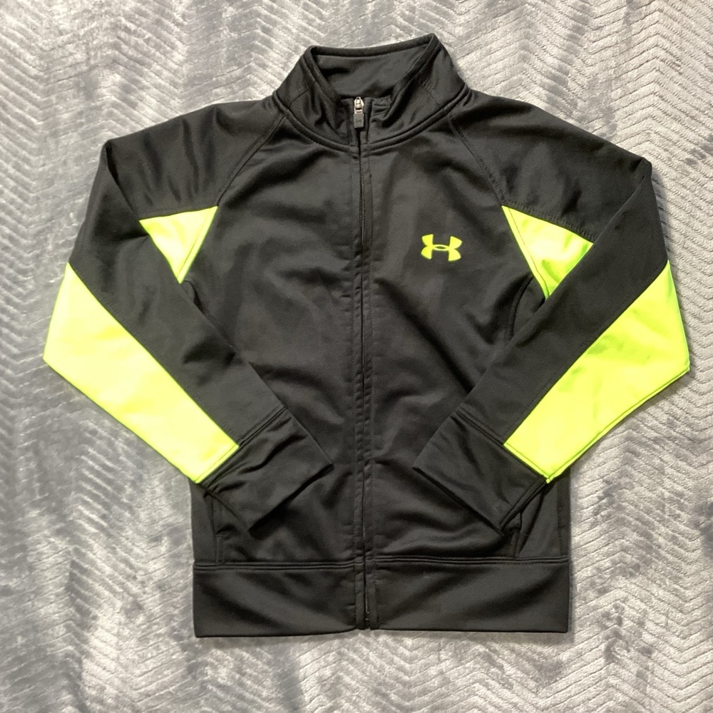 Kids‎ Under Armour Track Jacket Black Neon Yellow 6